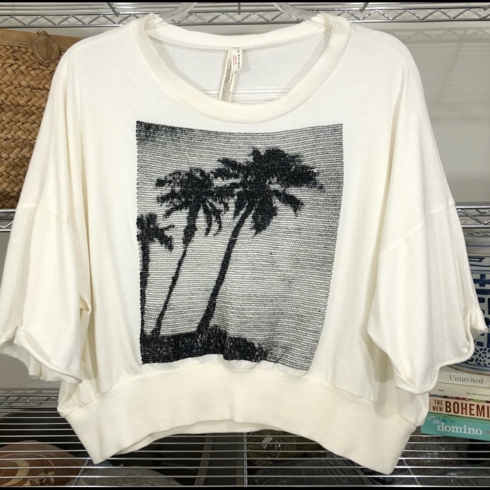 FREE PEOPLE | oversized palm tree printed top tee